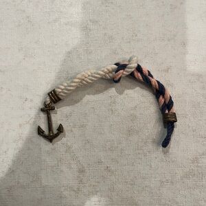 Kiel James Patrick Pink, Blue, and Cream Nautical Anchor Rope Bracelet.